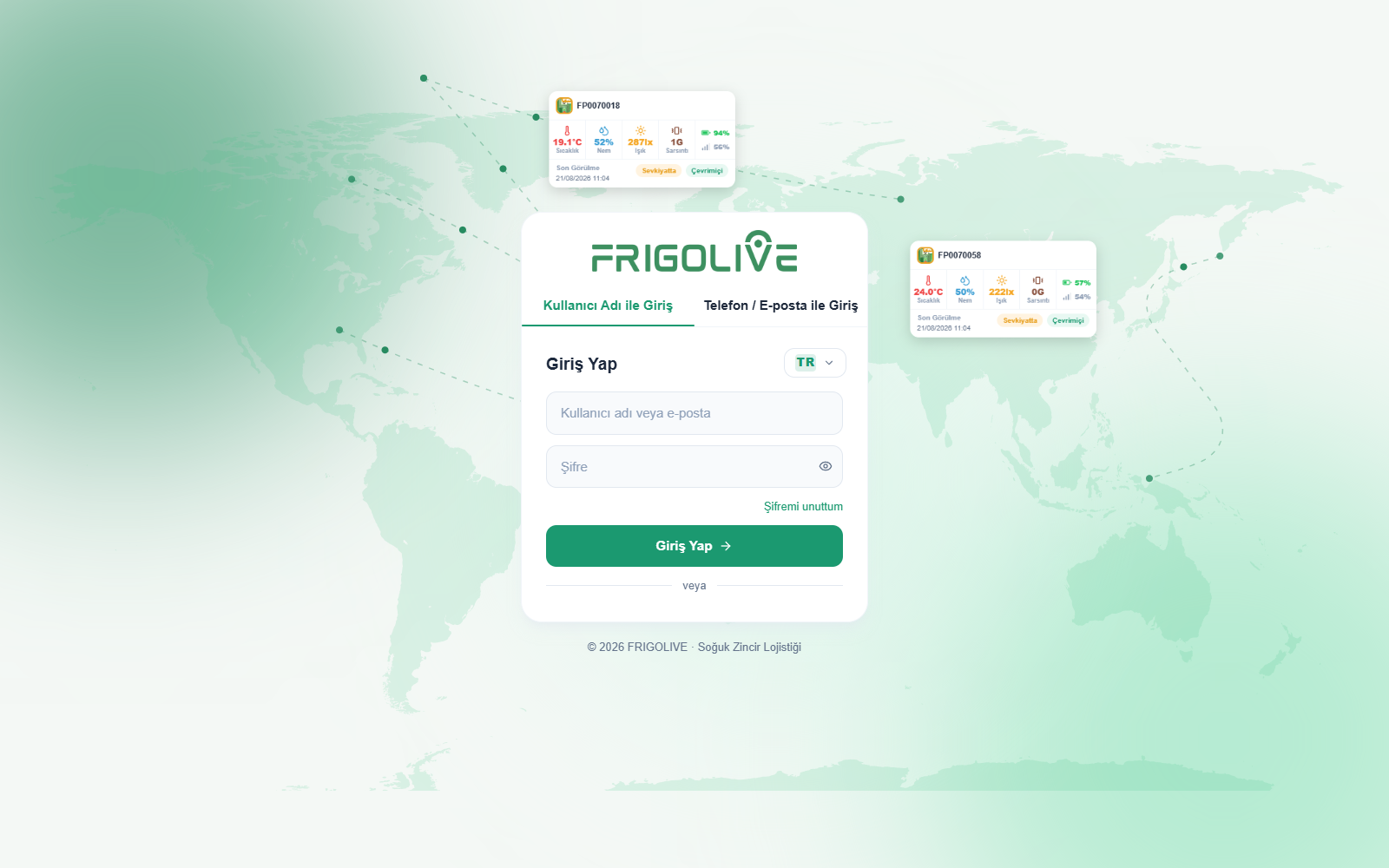 Frigolive giriş ekranı