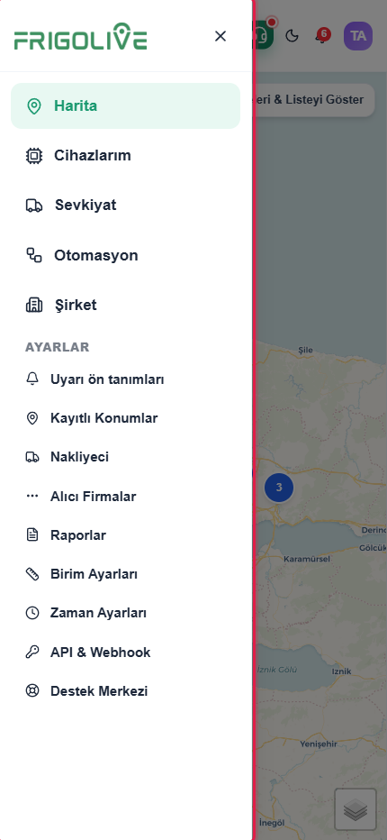 Mobil menü çekmecesi — Şirket başlığı